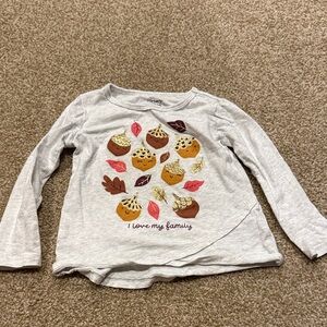 Carter's Light Gray Long Sleeve Tee with Fall Treats Design